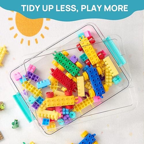 Vtopmart 6 Qt Plastic Storage Bins with Lids, Clear Sensory Bins, Arts Crafts Organizers and Storage, Stackable Containers for Home Office and School Supplies, 4 Pack thumbnail 6