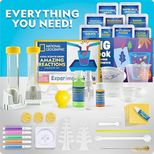 National Geographic Amazing Chemistry Set - Chemistry Kit with 100+ Science Experiments Including Crystal Growing and Reactions, Science Kit for Kids, STEM Gift for Boys and Girls (Amazon Exclusive) thumbnail 4