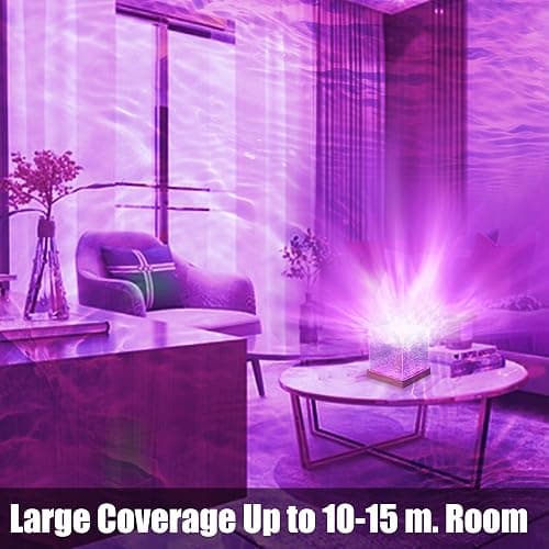 RICHMYC Ocean Wave Projector Light, 16 Colors Gradual Rotating Water Lamp with Remote Control, Beach Decor Sea Themed Northern Lights Projector for Office Bedroom Bar Restaurant(Wood) thumbnail 2