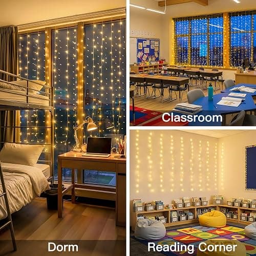 suddus Curtain Lights for Bedroom, 200 Led Hanging String Light Outdoor, Fairy Curtain Lights Indoor for Christmas, Dorm, Wall, Backdrop, Window, Wedding, Party, Birthday Decor, Warm White thumbnail 5