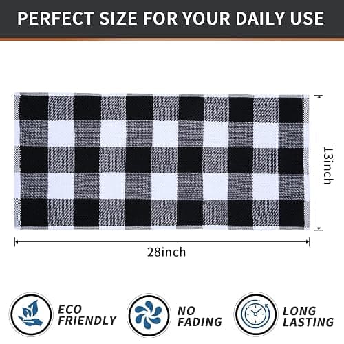 Mordimy 100% Cotton Waffle Weave Kitchen Towels, 13 x 28 Inches, Super Soft and Absorbent Buffalo Check Dish Towels for Drying Dishes, 4-Pack, Black & White thumbnail 3