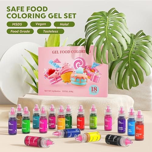 Gel Food Coloring,18 Baking Coloring Gel Set for Cake,Cookie Easter Egg Decorating,Cherrysea Edible Vibrant Food Dye for Baking Icing,Fondant,Macaron,Frosting,Gluten Free,Vegan Tasteless - 6g/Bottle thumbnail 2
