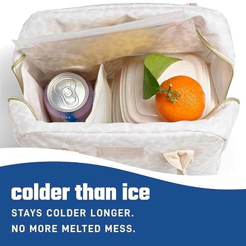 Fit & Fresh Cool Coolers 2 Pack Soft Ice for Lunch Bags, Flexible Stretch Nylon, Durable, Reusable Lunch Box Ice Packs, Soft Ice, Reusable Freezer Packs, Lunch Ice, Easy to Clean, Ivory Feline thumbnail 2