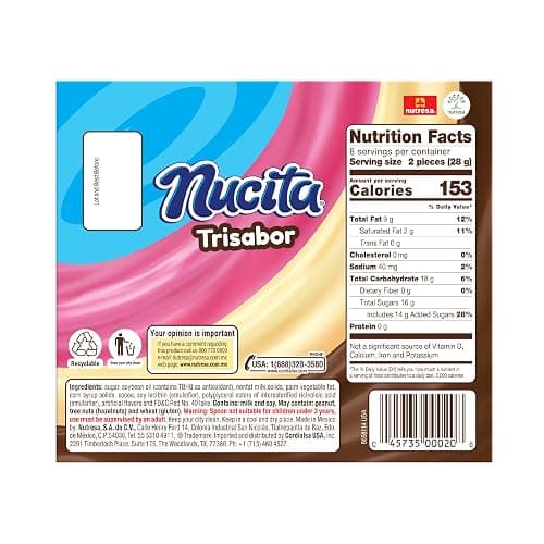 NUCITA Trisabor, Creamy Chocolate, Vanilla & Strawberry Candy, 7.9 Oz (Pack of 1) thumbnail 2