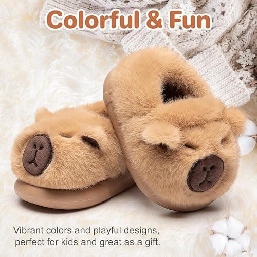 Drecage Toddler Kids Slippers Girls Boys House Shoes Winter Slippers Plush Warm Soft with Cute Cartoon Design Indoor Shoes thumbnail 7