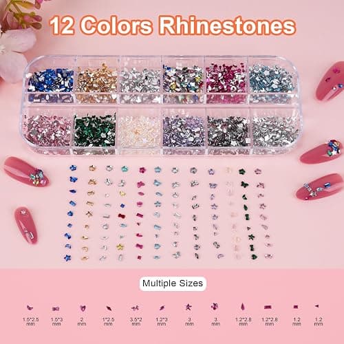 Canvalite 7000Pcs Flat Back Rhinestones Kit – Colorful Face Gems & Nail Art Rhinestones with Multi Shape Crystal Gems (Heart Star), Quick Dry Makeup Glue, Wax Pen, Tweezers for Face Nail Craft thumbnail 3