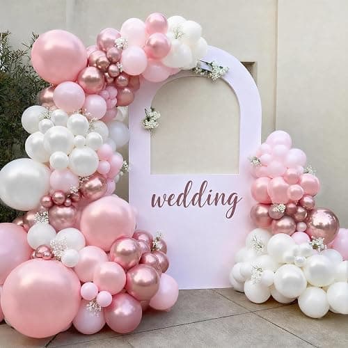 JOYFLOAT Pink Balloons for Wedding Bridal Shower Baby Shower Decorations | 60Pcs 12Inch Pink and White Balloons Include Macaron Pastel Metallic Pink White Confetti Balloons, Birthday Party Decorations thumbnail 2