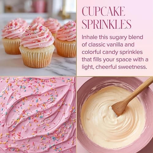 Paris Hilton Cupcake Sprinkles Scented Candle, Bubble Glass Vessel with Pink Iridescent Finish, Premium Plant Wax Blend, Cotton Wick, 18-Ounce thumbnail 5