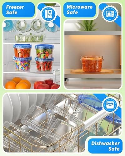 BiuLeon 6 Pack-17oz Freezer Storage Containers, Plastic Food Storage Containers with Twist Top Lids, BPA Free and Reusable Soup Containers with Lid, Microwave and Dishwasher Safe thumbnail 4