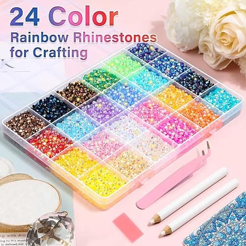 Audab Multicolor 4mm AB Rhinestone Kit with 16000pcs, 4pcs B7000 Jewelry Glue, Tools for Crafting, Graduation Cap, Jewelry, Shoes & Nails thumbnail 3