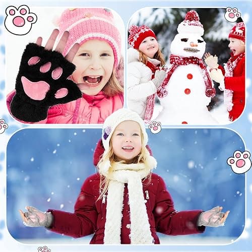 Geyoga 3 Pairs Cat Paw Gloves Therian Theme Furry Kawaii Plush Fingerless Paws Cosplay Gloves Girls Women Gift Costume Favor thumbnail 5
