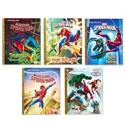 Spider-Man Little Golden Book Library (Marvel): Spider-Man!; Trapped by the Green Goblin; The Big Freeze!; High Voltage!; Night of the Vulture! thumbnail 3
