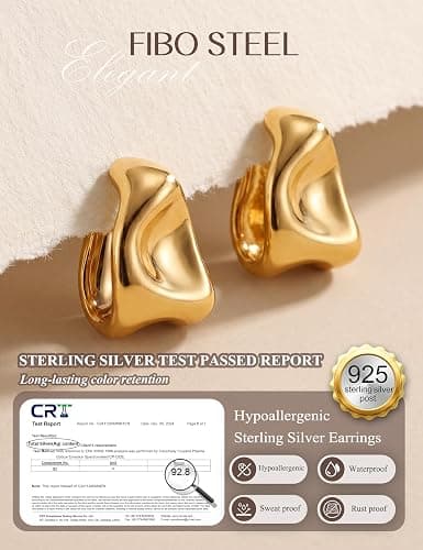 Chunky Gold Stud Earrings for Women Sterling Silver Earring Hypoallergenic | Non Tarnish 14K Gold Plated 925 Silver Posts for Sensitive Ears,Knot Statement Dangle Earrings Gold Jewelry Gifts Lightweight thumbnail 5
