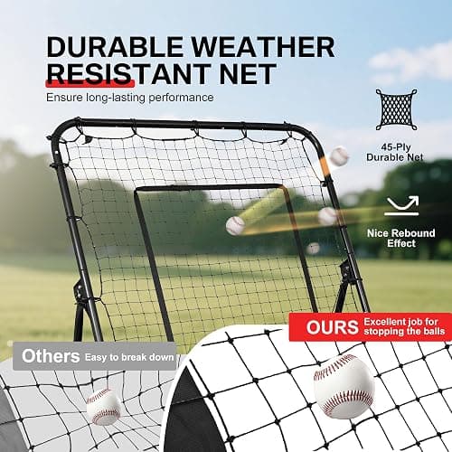 BALWONER 5 Angles Adjustable Pitch Back Baseball Softball Lacrosse Volleyball Soccer Rebound Bounce Back Net with Strike Zone thumbnail 3