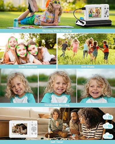 Digital Camera, Latest FHD 1080P Digital Camera for Teens with SD Card Anti Shake Point and Shoot Cameras Portable 16X Zoom Compact Small Cameras for Kids Boys Girls Seniors with Wrist Strap thumbnail 6