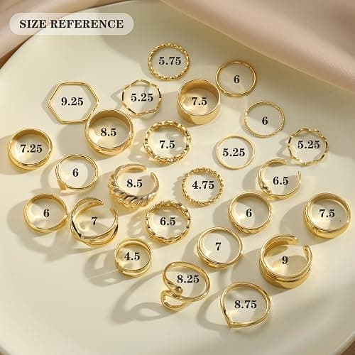 YEEZII 25 Pcs Gold Knuckle Rings Set for Women, Cute Stackable Finger Midi Rings, Dainty Gold Chunky Stacking Statement Womens ring pack thumbnail 6