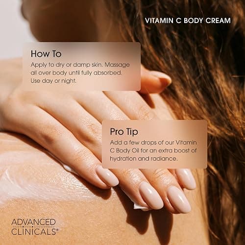 Advanced Clinicals Vitamin C Cream. Advanced Brightening Cream. Anti-aging cream for age spots, dark spots on face, hands, body. Large 16oz. thumbnail 4
