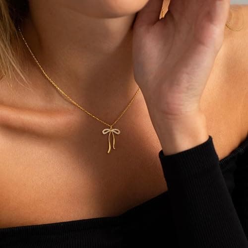 Plenky Gold Necklace for Women-14K Gold Plated Bow,Dragon,Shell, Palm Tree, Seahorse, Conch Shell,Sardines, Cowboy Boot,Bat,Bunny Pendant Beachy Jewelry for Women Gifts thumbnail 3