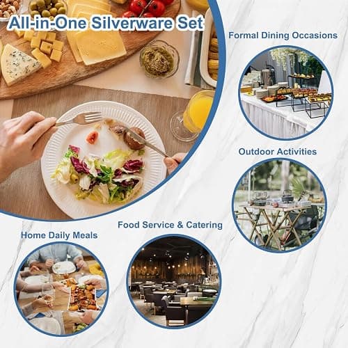 BEWOS 20 Piece Silverware Set - Stainless Steel Silverware Sets for 4 Include Spoon, Forks, Knives, Mirror Polished Flatware Set for Home, Kitchen, Restaurant, Dishwasher Safe thumbnail 7