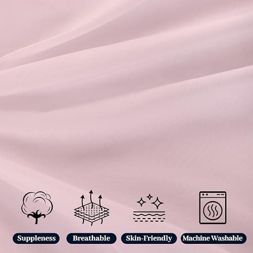HBHLFZ Queen Flat Sheet - Ultra Soft Polyester Top Sheet - Hotel Quality Bed Sheets - Comfortable Wrinkle-Free - Easy to Care for - 1 Queen Flat Sheet Only（Queen，Light Pink） thumbnail 6