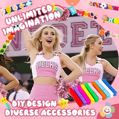 VITASY 80pcs Cheer Pins Spirit Clips,Colored Clothes Pins Wooden with 420pcs Mini Resin Animals and Letter Beads,Cheer Pin Decorations for Cheerleading Backpack,Cheer Gifts Bulk for Team thumbnail 5