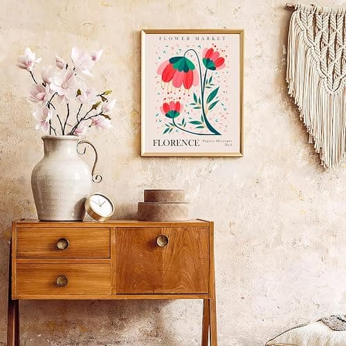 dazongweihan Flower Market Poster Set of 9, Abstract Wall Art Prints,Vintage Colorful Floral Wall Art Decor,Minimalist City & Flower Painting Pictures,Pink Prints Wall Art,8x10in, Unframed(Q) thumbnail 4