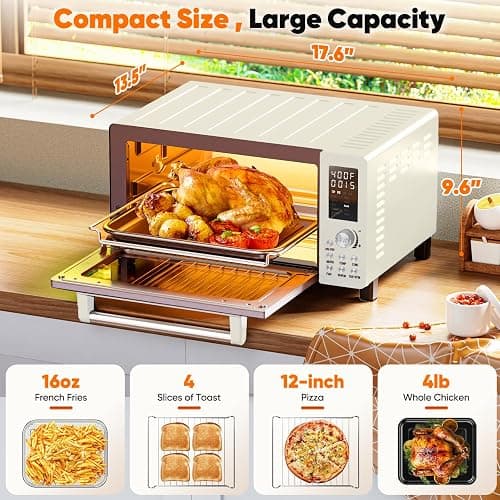 Nuwave Bravo Pro Convection Air Fryer Toaster Oven Combo, 2025 New and Improved, 10-in-1, 50°-450°F Temp Controls, Quick & Even Crisp Technology, 21Qt Capacity, Vanilla Cream, PFAS Free thumbnail 2