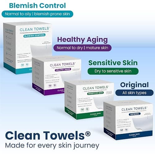 Clean Skin Club Clean Towels XL®, 100% USDA Biobased Face Towel, Disposable Face Towelette, Eczema Association Accepted, Makeup Remover Dry Wipes, Ultra Soft, 1 Pack, 50 Ct thumbnail 10