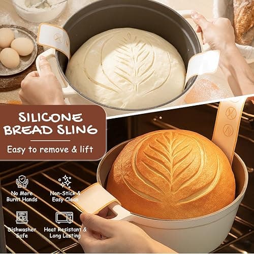 Astercook Sourdough Starter Kit with Round & Oval Banneton Bread Proofing Basket, Starter Jar, Dough Whisk, Scrapers, Stencils, Complete Sourdough Bread Baking Supplies, Fathers Day Gift for Men thumbnail 7