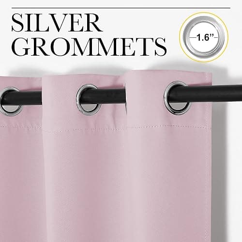 NICETOWN Nursery Essential Thermal Insulated Solid Grommet Top Blackout Curtains/Drapes (1 Pair, 42 x 63 inches in Baby Pink) thumbnail 4
