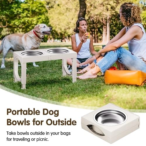 XIAZ Elevated Dog Bowls Large Breed Raised Dogs Bowl Stand Large/Medium Sized Dog 1L Food Water Bowl Stands 5 Heights Adjustable 9/11/12/14in White Pet Feeder Dish Station thumbnail 5