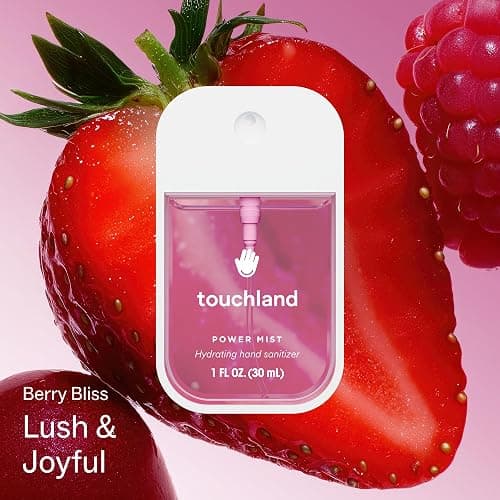 Touchland Pink Pop Set Berry Bliss Hydrating Hand Sanitizer Spray & Case | TSA ready Power Mist with skincare benefits & Bubblegum Pink case. Lush and joyful scent. thumbnail 2