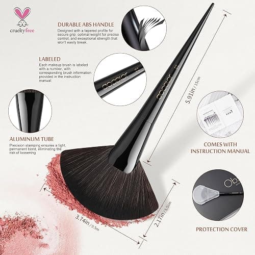 Docolor Makeup Brushes Set Professional 30Pcs Obsidian Makeup Brushes Premium Synthetic Powder Kabuki Foundation Contour Blush Concealer Eye Shadow Blending Eyeliner Crease Eyebrow Make Up Brush Kit thumbnail 3