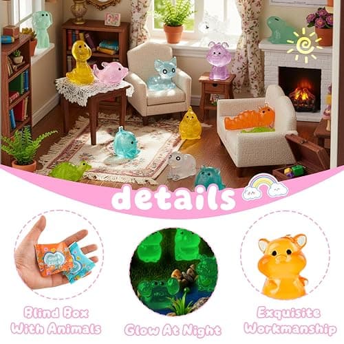50 Pcs Glow in The Dark Mini Resin Animals Blind Bags, Mystery Figurines for DIY Crafts, Fairy Garden Decor, Dollhouse Accessories, Party Favors & Kids Surprise Gifts thumbnail 4