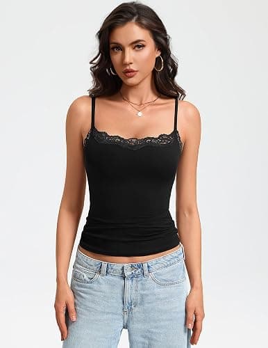Avidlove Women's Lace Trim Tank Tops Square Neck Camisole Going Out Top Slim Fit 2026 Trendy Summer thumbnail 6