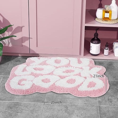 TOIVO You Look Good Bath Mat - Stylish Funny Pink Bathroom Rug with Cute Words, Absorbent & Non-Slip - 25x21 inch (Pink) thumbnail 3
