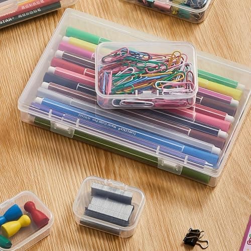 Goodma 24 Pieces Mixed Sizes Rectangular Empty Mini Clear Plastic Organizer | Storage Box Containers, Hinged Lids, For Small Items, Craft Projects thumbnail 5