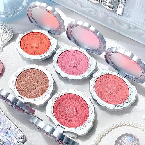 Flower Knows Shell's Jewel Collection Silk Satin Blush,Shimmery Peach Pink Powder Blush for Cheeks,Buildable & Blendable Face Makeup,Soft Long-Lasting for Women & Girls,0.18 Oz(03 Coral Seashell) thumbnail 7