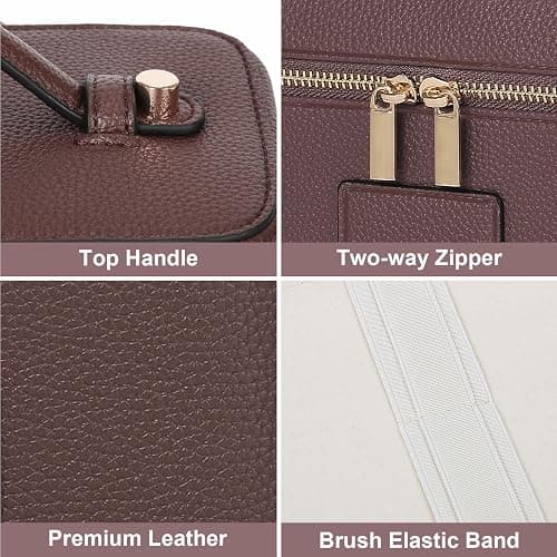 HiTotes Makeup Bag Vanity Case for Women Leather Cosmetic Bag Travel Toiletry Bags Portable Makeup Organizer Case thumbnail 4