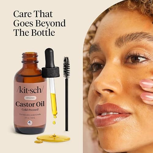 Kitsch Organic Castor Oil for Hair Growth - 100% Pure Castor Oil, Organic Cold Pressed Unrefined Glass Bottle for Face, Skin, Lashes, Brows, Scalp, Nails & Belly Button | Ideal Gifts for Women - 2 oz thumbnail 7