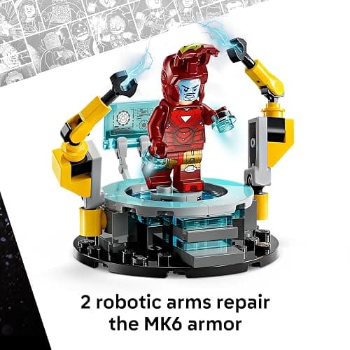 LEGO Marvel Iron Man’s Laboratory: Hall of Armour - Super Hero Building Toy with a Mech Figure, 5 Minifigures incl. Aldrich Killian & a Dum-E Robot - Avengers Gift for 8+ Year Old Boys & Girls 76315 thumbnail 6