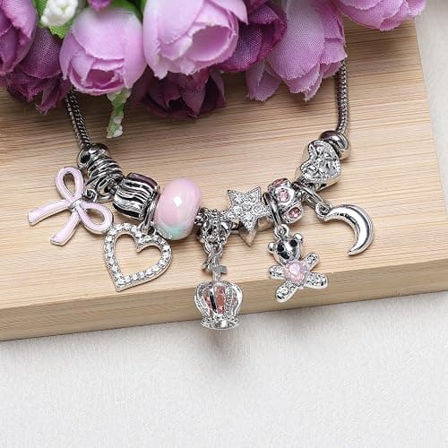 DS Charm Bracelets for girls,exquisite cute cartoon friendship Silver bracelets Stainless Steel Bangle with birthday Gift box, Adjustable girls jewelry Suitable for holiday gifts thumbnail 2