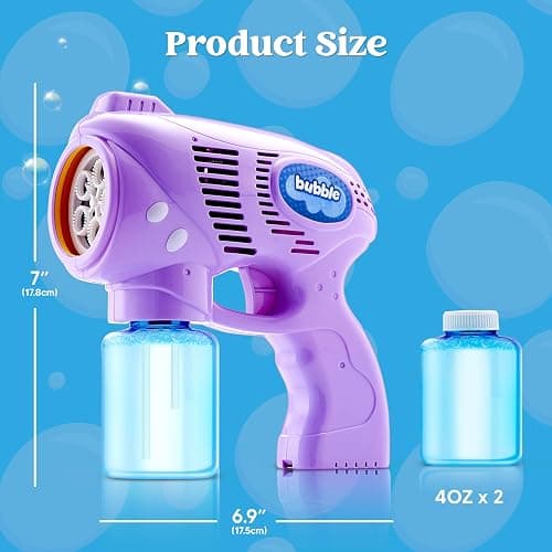 JOYIN 2 Bubble Guns with 2 Bottles Refill Solution, Bubble Machine Gun for Kids, Toddlers, Party Favors, Summer, Outdoors Activity, Wedding, Easter, Birthday Gift thumbnail 2