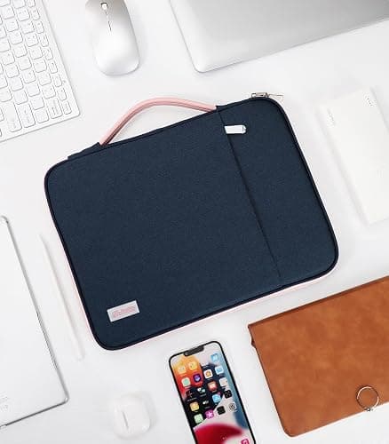 Dadanism 9-11" Tablet Sleeve Organizer Carrying Case with Handle for iPad 10th Gen 10.9", iPad 9/8/7th 10.2, iPad Air 11", iPad Pro 11", iPad Air5/4 10.9, Galaxy Tab A9+ Plus 11", Indigo & Pink - Indigo thumbnail 7