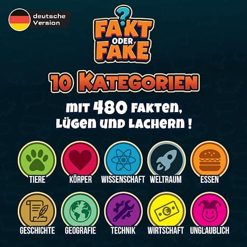 Fakt oder Fake – Lustiges Kartenspiel für Erwachsene & Familie | Quiz- & Partyspiel | 480 Fakten & Fakes in 10 Kategorien | Deutsche Ausgabe | Für 2+ Personen thumbnail 4