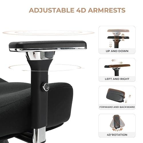 600lbs Big and Tall Office Chair,Oversized Ergonomic Breathable Mesh Desk Chair with W-Shape Thicken Seat Cushion,Computer Chair with Upgraded 4D Armrest,Lumbar Support for Heavy People All Day thumbnail 5