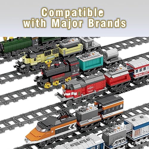 CALMDR 202 Pcs City Train Tracks Building Block Set Compatible with Lego, Industrial Theme, Straight Tracks, 6 Years - 12 thumbnail 6