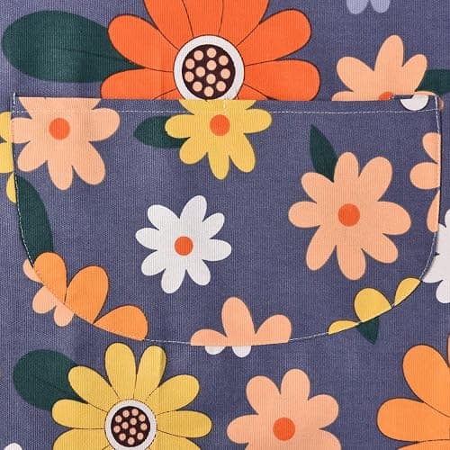 ARBINSON 2 Pack Floral Apron for Women with Pockets, Adjustable Cotton Chef Aprons for Kitchen, Cooking, BBQ & Grill thumbnail 9