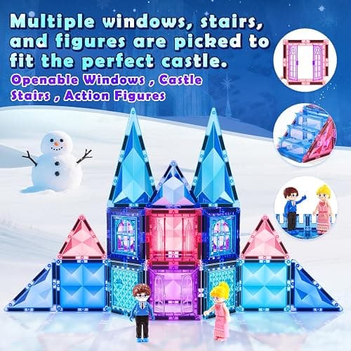 Diamond Magnetic Building Blocks for Kids - Princess Castle Magnetic Tiles Toys for 3-8 Year Old Girls & Boys - 3 4 5 6 Year Old Girl Birthday Xmas Gifts - STEM Educational Toys for Creative Play thumbnail 4