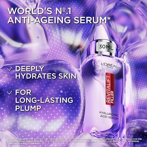 L'Oréal Paris Revitalift Filler Hyaluronic Acid Serum [1.5% Pure Concentrated Micro-Epidermic Hyaluronic Acid], Dropper Serum, Intensely Hydrates & Replumps, Visibly Reduces Fine Lines & Wrinkles thumbnail 2